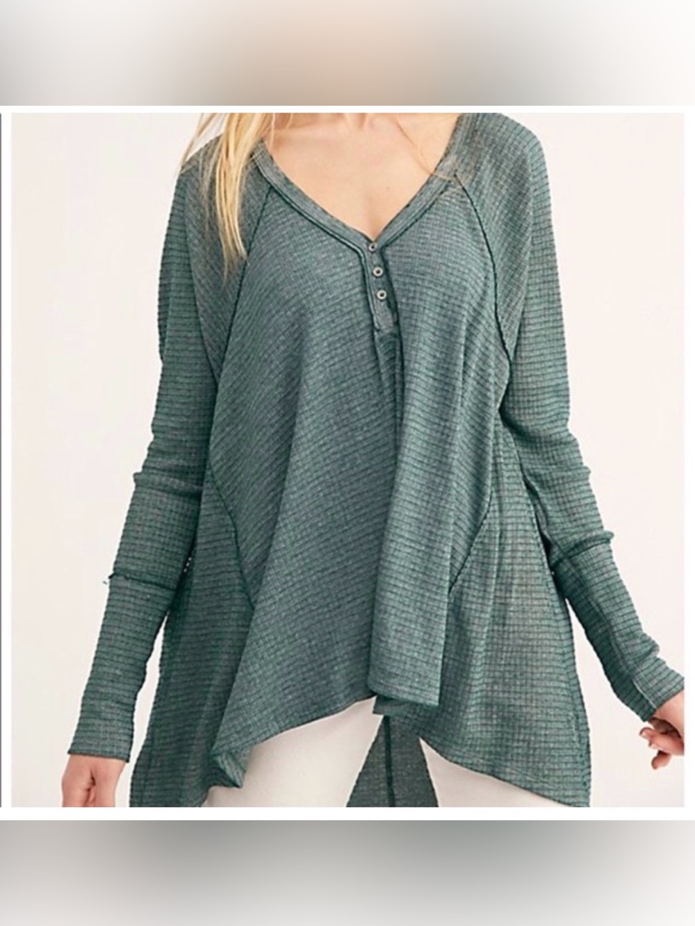 Free People Citrine Henley Thermal Top Size Small